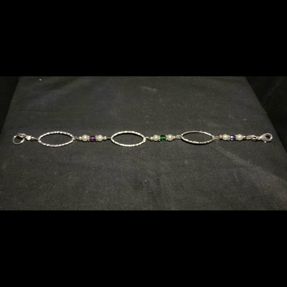 Sterling silver and crystal beaded bracelet